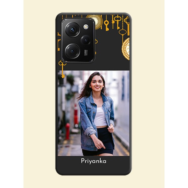Decorative Design with Text on Space Black Custom Soft Matte Back Cover -Poco X5 Pro 5G