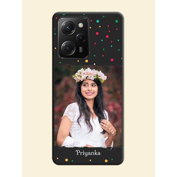 Multicolor Dotted Pattern with Text on Space Black Custom Soft Matte Phone Back Cover -Poco X5 Pro 5G Multicolor Dotted Pattern with Text on Space Black Custom Soft Matte Phone Back Cover -Poco X5 Pro 5G