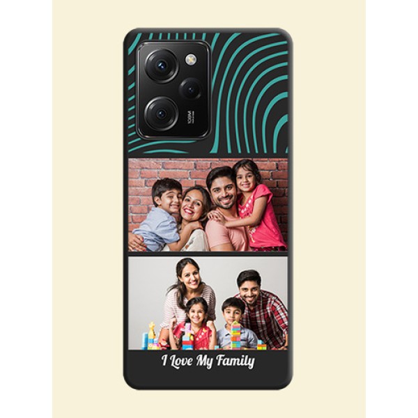 Wave Pattern with 2 Image Holder on Space Black Personalized Soft Matte Phone Covers -Poco X5 Pro 5G Wave Pattern with 2 Image Holder on Space Black Personalized Soft Matte Phone Covers -Poco X5 Pro 5G