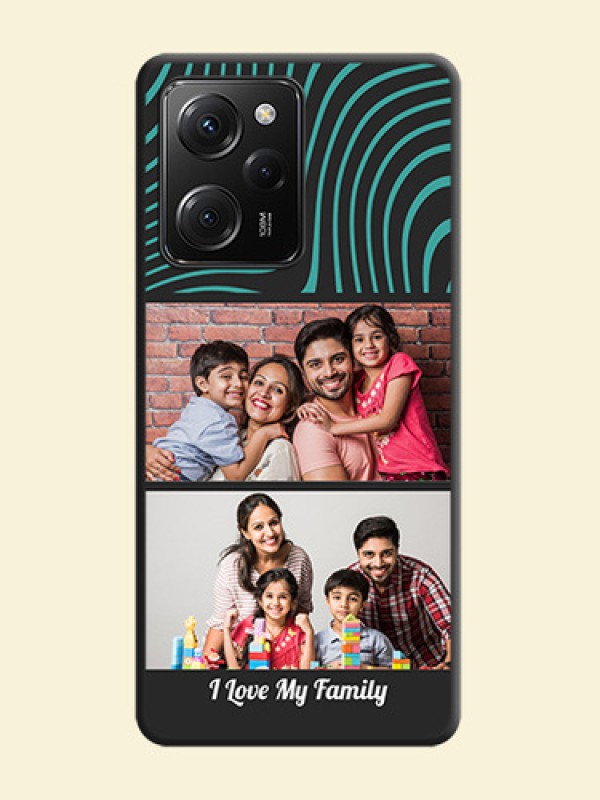 Wave Pattern with 2 Image Holder on Space Black Personalized Soft Matte Phone Covers -Poco X5 Pro 5G