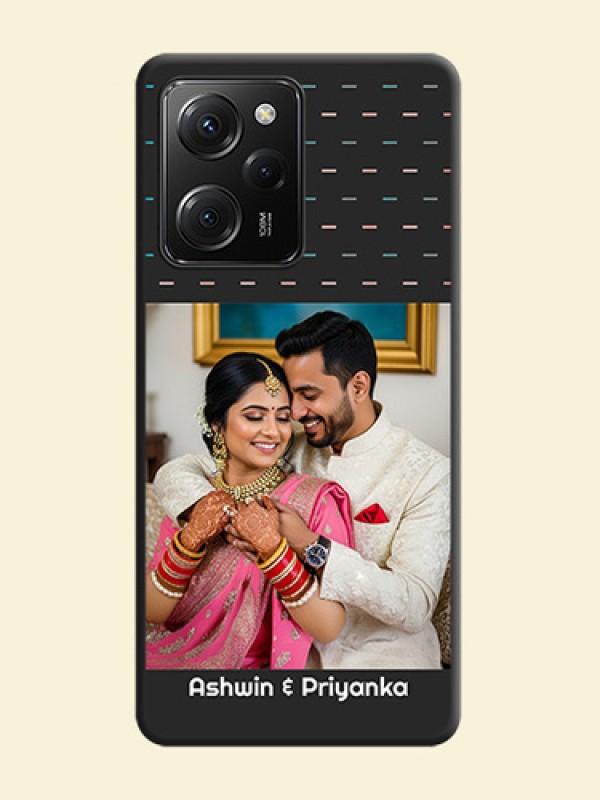 Line Pattern Design with Text on Space Black Custom Soft Matte Phone Back Cover -Poco X5 Pro 5G