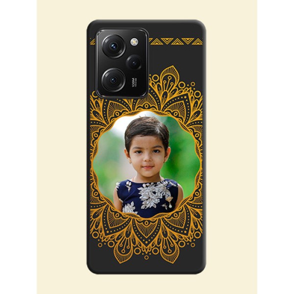 Round Image with Floral Design - Photo on Space Black Soft Matte Mobile Cover -Poco X5 Pro 5G Round Image with Floral Design - Photo on Space Black Soft Matte Mobile Cover -Poco X5 Pro 5G