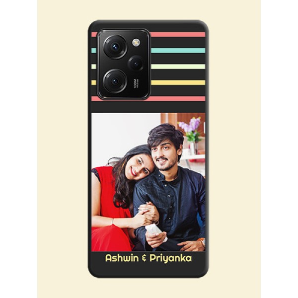 Color Stripes with Photo and Text - Photo on Space Black Soft Matte Mobile Case -Poco X5 Pro 5G Color Stripes with Photo and Text - Photo on Space Black Soft Matte Mobile Case -Poco X5 Pro 5G