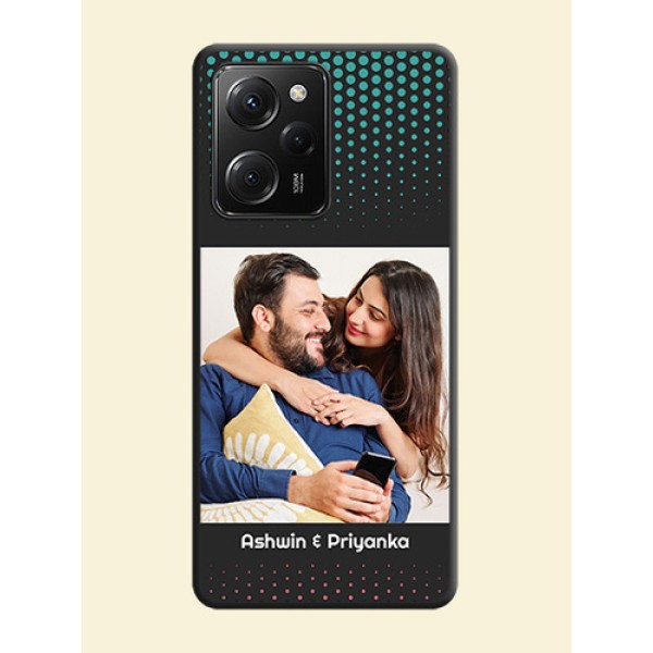 Faded Dots with Grunge Photo Frame and Text on Space Black Custom Soft Matte Phone Cases -Poco X5 Pro 5G