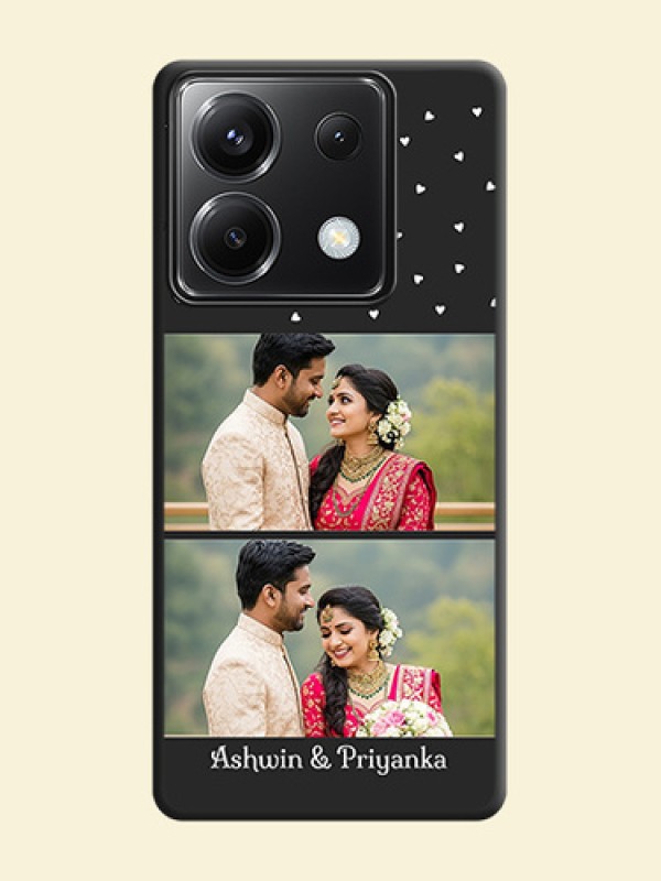 Miniature Love Symbols with Name on Space Black Custom Soft Matte Back Cover - Poco X6 5G