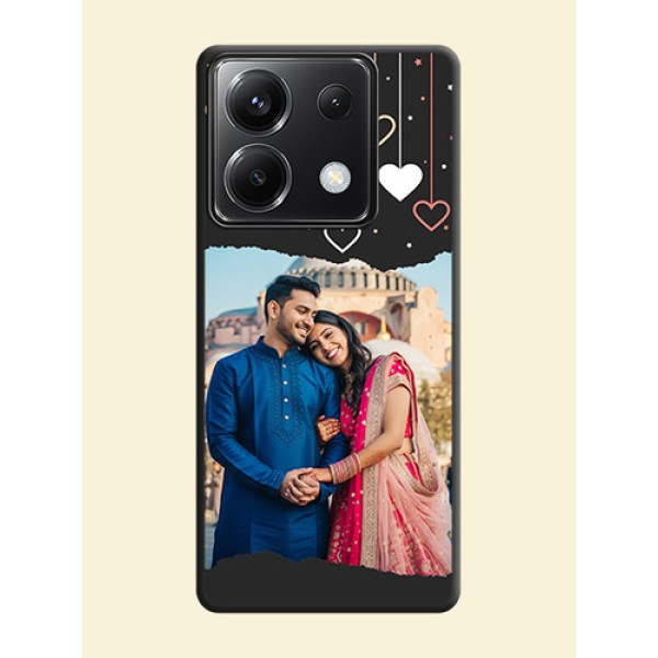 Love Hangings with Splash Wave Picture on Space Black Custom Soft Matte Phone Back Cover - Poco X6 5G Love Hangings with Splash Wave Picture on Space Black Custom Soft Matte Phone Back Cover - Poco X6 5G