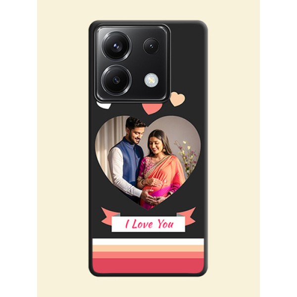 Love Shaped Photo with Colorful Stripes on Personalised Space Black Soft Matte Cases - Poco X6 5G Love Shaped Photo with Colorful Stripes on Personalised Space Black Soft Matte Cases - Poco X6 5G