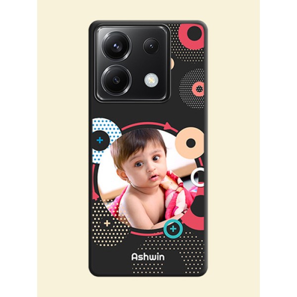 Multicoloured Round Image on Personalised Space Black Soft Matte Cases - Poco X6 5G Multicoloured Round Image on Personalised Space Black Soft Matte Cases - Poco X6 5G