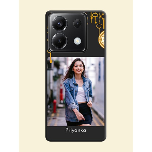 Decorative Design with Text on Space Black Custom Soft Matte Back Cover - Poco X6 5G Decorative Design with Text on Space Black Custom Soft Matte Back Cover - Poco X6 5G