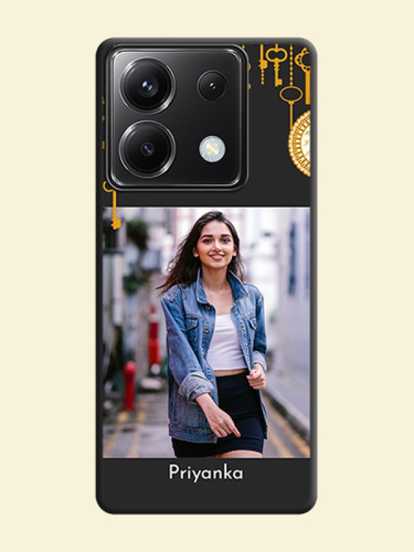 Decorative Design with Text on Space Black Custom Soft Matte Back Cover - Poco X6 5G