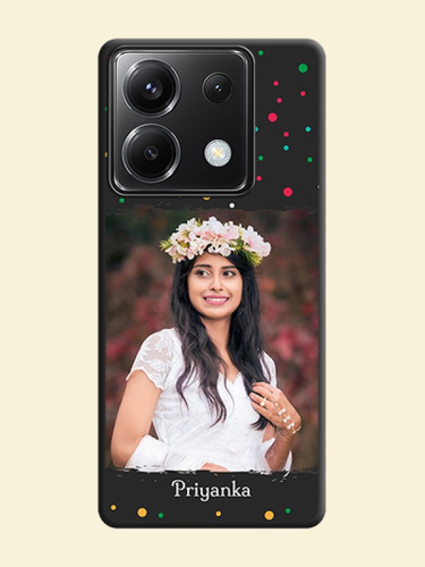Multicolor Dotted Pattern with Text on Space Black Custom Soft Matte Phone Back Cover - Poco X6 5G