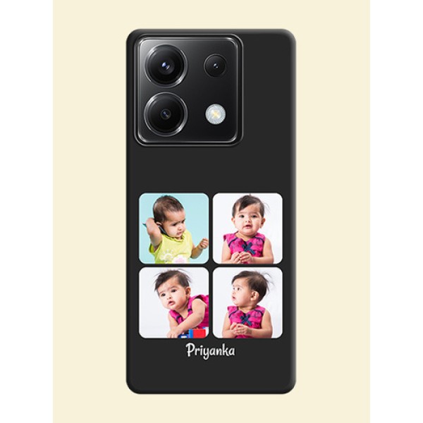 Floral Art with 6 Image Holder - Photo on Space Black Soft Matte Mobile Case - Poco X6 5G Floral Art with 6 Image Holder - Photo on Space Black Soft Matte Mobile Case - Poco X6 5G