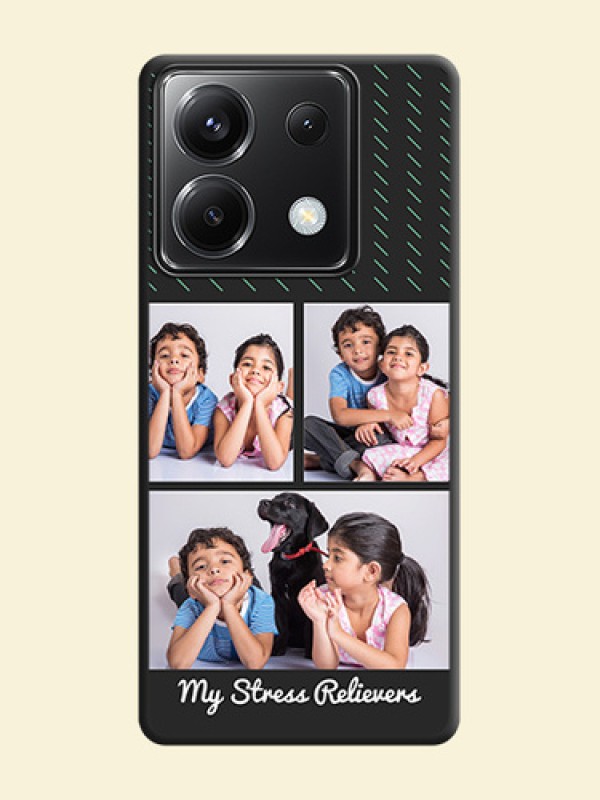 Cross Dotted Pattern with 2 Image Holder on Personalised Space Black Soft Matte Cases - Poco X6 5G