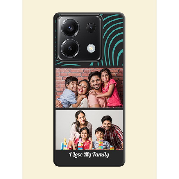 Wave Pattern with 2 Image Holder on Space Black Personalized Soft Matte Phone Covers - Poco X6 5G Wave Pattern with 2 Image Holder on Space Black Personalized Soft Matte Phone Covers - Poco X6 5G