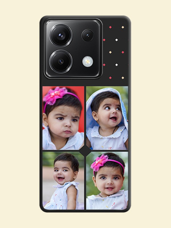 Multicolor Dotted Pattern with 4 Image Holder on Space Black Custom Soft Matte Phone Cases - Poco X6 5G