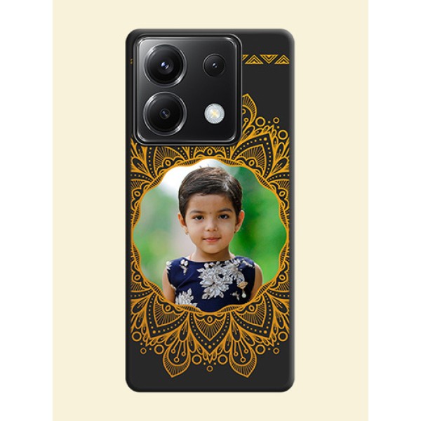 Round Image with Floral Design - Photo on Space Black Soft Matte Mobile Cover - Poco X6 5G Round Image with Floral Design - Photo on Space Black Soft Matte Mobile Cover - Poco X6 5G