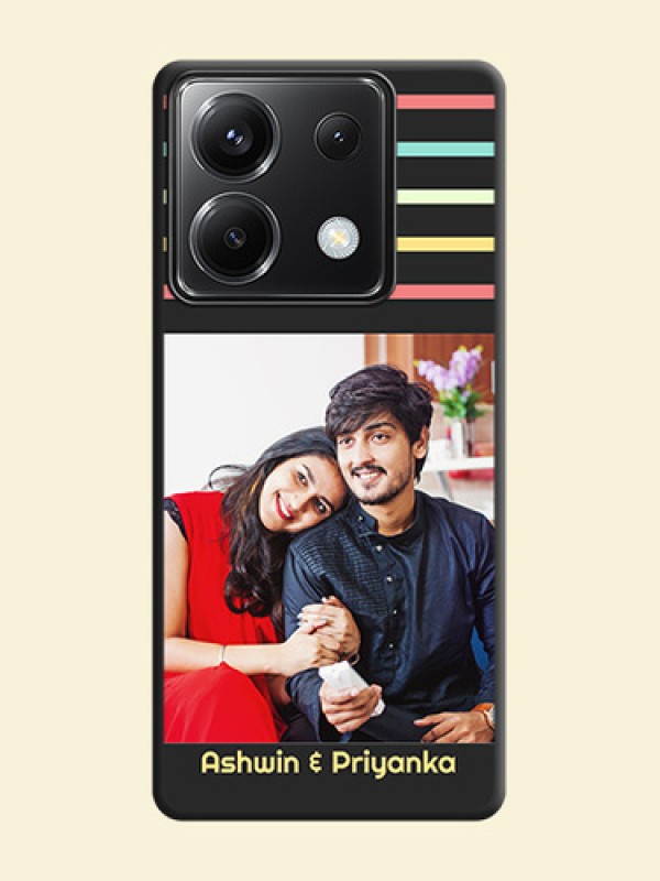Color Stripes with Photo and Text - Photo on Space Black Soft Matte Mobile Case - Poco X6 5G