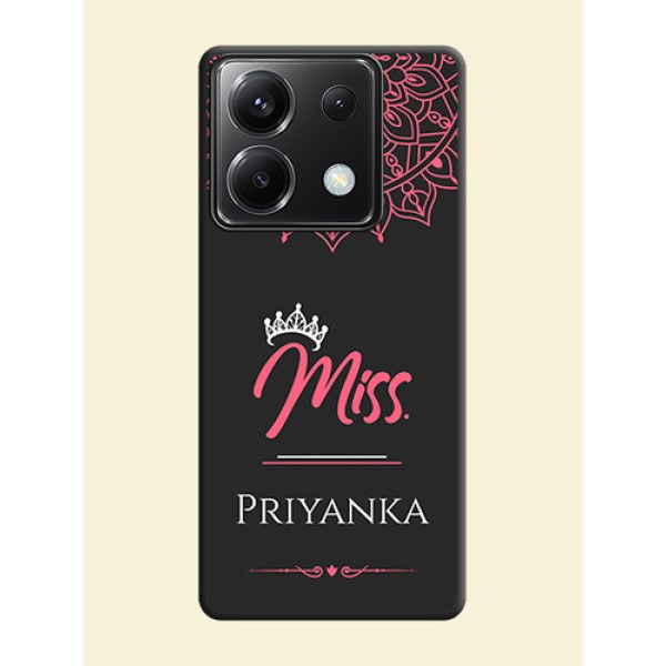 Mrs Name with Floral Design on Space Black Personalized Soft Matte Phone Covers - Poco X6 5G Mrs Name with Floral Design on Space Black Personalized Soft Matte Phone Covers - Poco X6 5G