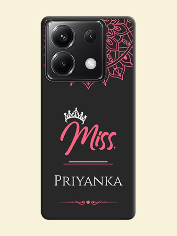 Mrs Name with Floral Design on Space Black Personalized Soft Matte Phone Covers - Poco X6 5G