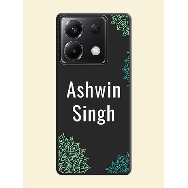Your Name with Floral Design on Space Black Custom Soft Matte Back Cover - Poco X6 5G Your Name with Floral Design on Space Black Custom Soft Matte Back Cover - Poco X6 5G