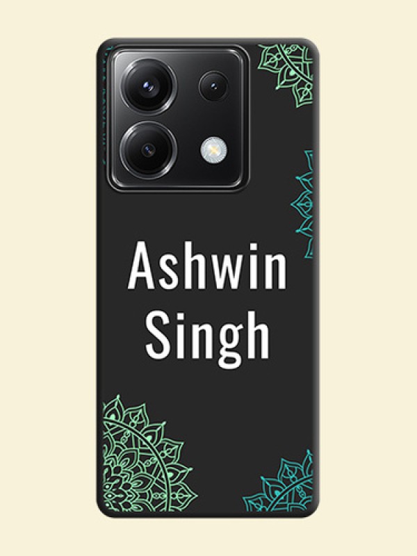 Your Name with Floral Design on Space Black Custom Soft Matte Back Cover - Poco X6 5G