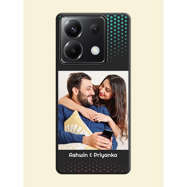 Faded Dots with Grunge Photo Frame and Text on Space Black Custom Soft Matte Phone Cases - Poco X6 5G Faded Dots with Grunge Photo Frame and Text on Space Black Custom Soft Matte Phone Cases - Poco X6 5G
