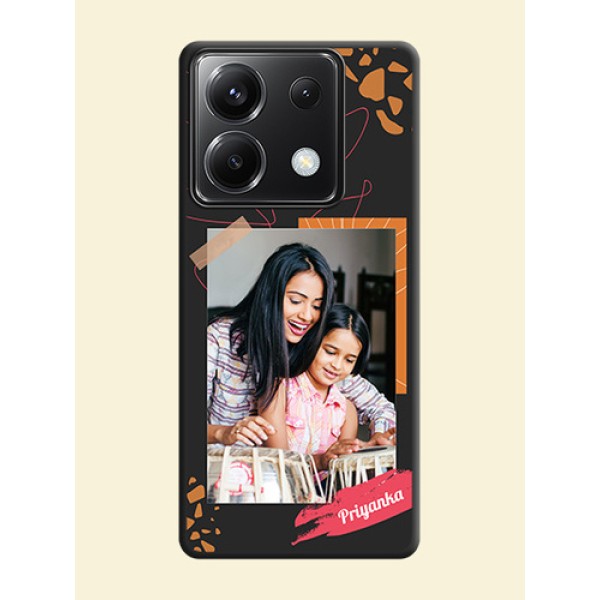 Orange Photo Frame on Space Black Custom Soft Matte Phone Back Cover - Poco X6 5G Orange Photo Frame on Space Black Custom Soft Matte Phone Back Cover - Poco X6 5G