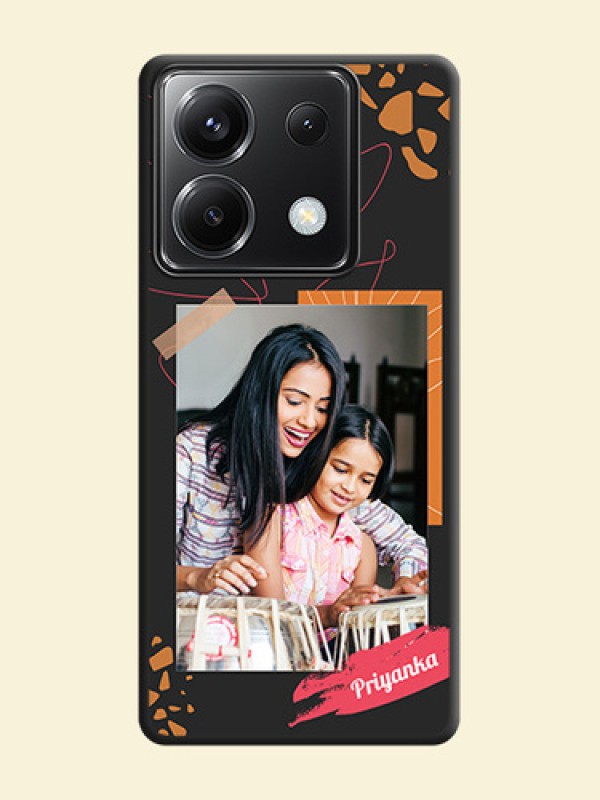 Orange Photo Frame on Space Black Custom Soft Matte Phone Back Cover - Poco X6 5G