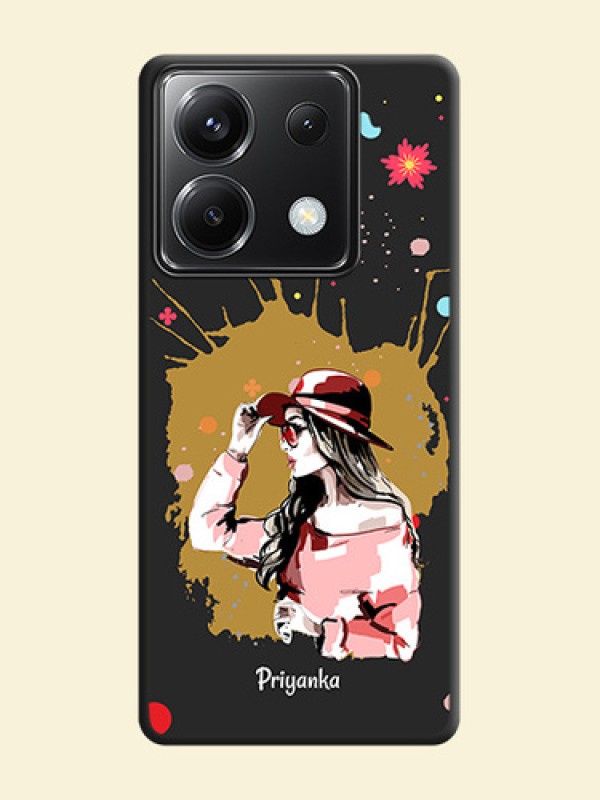 Mordern Lady With Color Splash Background With Custom Text On Space Black Personalized Soft Matte Phone Covers - Poco X6 5G