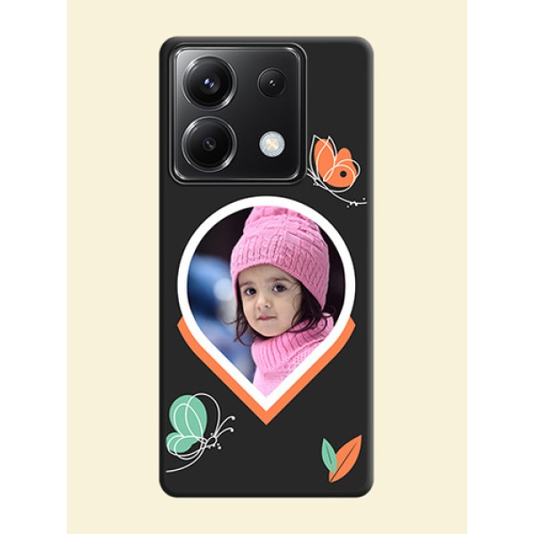 Upload Pic With Simple Butterly Design On Space Black Personalized Soft Matte Phone Covers - Poco X6 5G Upload Pic With Simple Butterly Design On Space Black Personalized Soft Matte Phone Covers - Poco X6 5G