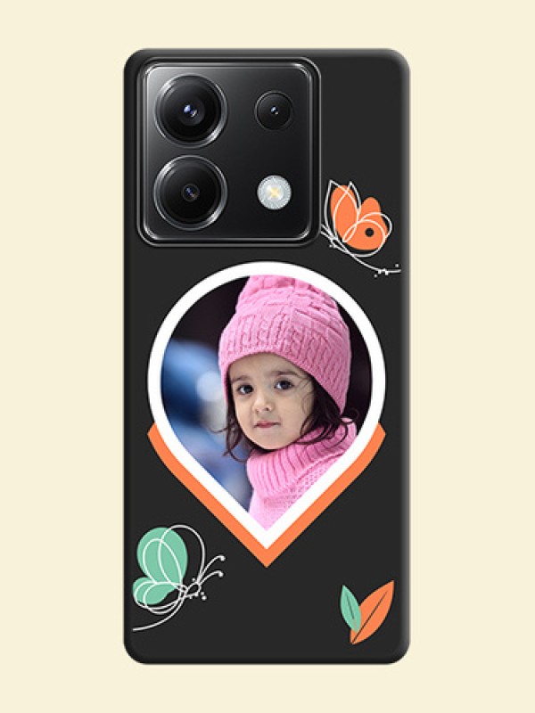 Upload Pic With Simple Butterly Design On Space Black Personalized Soft Matte Phone Covers - Poco X6 5G