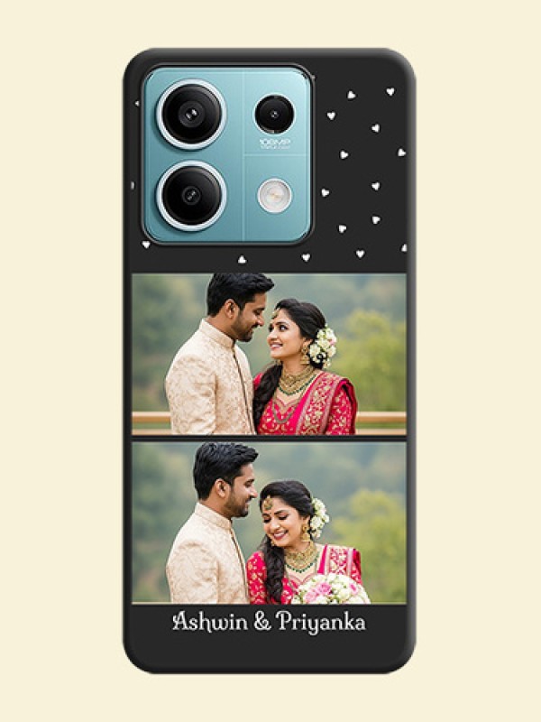 Miniature Love Symbols with Name on Space Black Custom Soft Matte Back Cover - Poco X6 Neo 5G