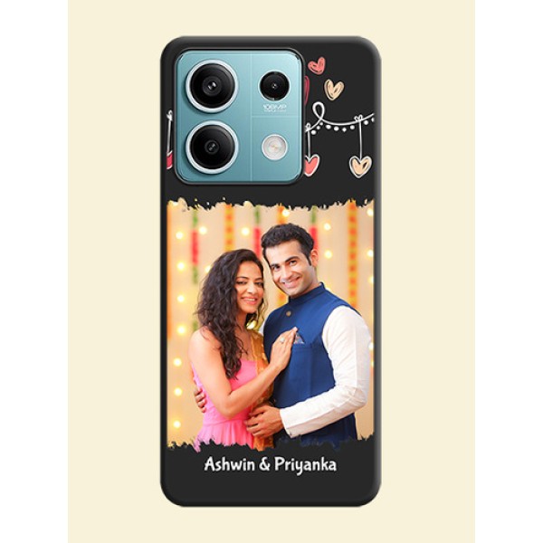 Pink Love Hangings with Name on Space Black Custom Soft Matte Phone Cases - Poco X6 Neo 5G Pink Love Hangings with Name on Space Black Custom Soft Matte Phone Cases - Poco X6 Neo 5G