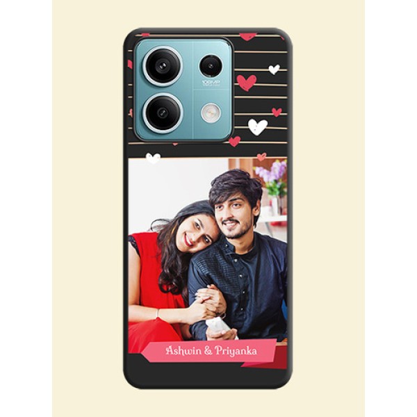 Love Pattern with Name on Pink Ribbon - Photo on Space Black Soft Matte Back Cover - Poco X6 Neo 5G Love Pattern with Name on Pink Ribbon - Photo on Space Black Soft Matte Back Cover - Poco X6 Neo 5G