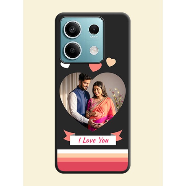 Love Shaped Photo with Colorful Stripes on Personalised Space Black Soft Matte Cases - Poco X6 Neo 5G Love Shaped Photo with Colorful Stripes on Personalised Space Black Soft Matte Cases - Poco X6 Neo 5G