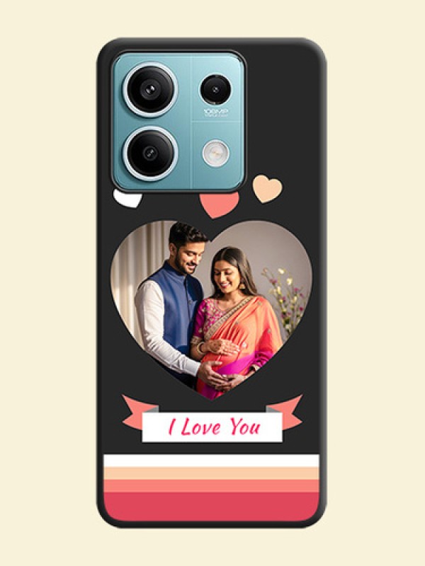 Love Shaped Photo with Colorful Stripes on Personalised Space Black Soft Matte Cases - Poco X6 Neo 5G