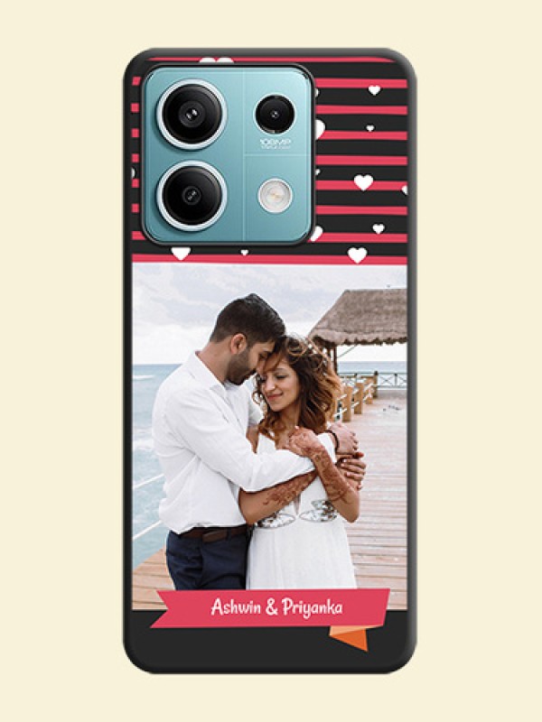 White Color Love Symbols with Pink Lines Pattern on Space Black Custom Soft Matte Phone Cases - Poco X6 Neo 5G