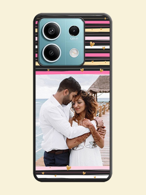 Multicolor Lines and Golden Love Symbols Design - Photo on Space Black Soft Matte Mobile Cover - Poco X6 Neo 5G