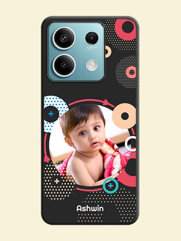 Multicoloured Round Image on Personalised Space Black Soft Matte Cases - Poco X6 Neo 5G
