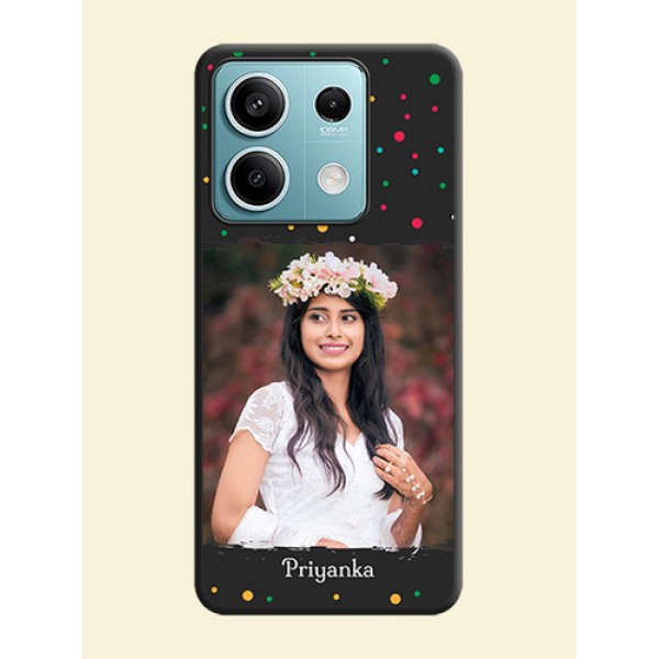 Multicolor Dotted Pattern with Text on Space Black Custom Soft Matte Phone Back Cover - Poco X6 Neo 5G Multicolor Dotted Pattern with Text on Space Black Custom Soft Matte Phone Back Cover - Poco X6 Neo 5G