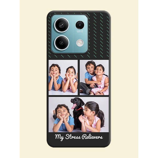 Cross Dotted Pattern with 2 Image Holder on Personalised Space Black Soft Matte Cases - Poco X6 Neo 5G Cross Dotted Pattern with 2 Image Holder on Personalised Space Black Soft Matte Cases - Poco X6 Neo 5G