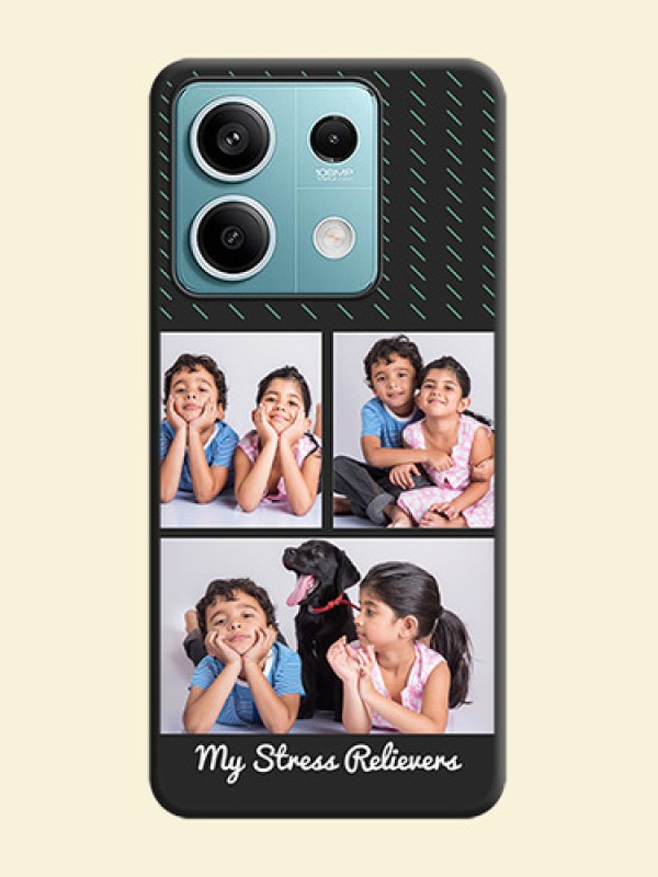 Cross Dotted Pattern with 2 Image Holder on Personalised Space Black Soft Matte Cases - Poco X6 Neo 5G