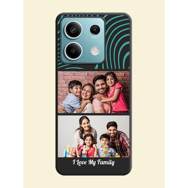 Wave Pattern with 2 Image Holder on Space Black Personalized Soft Matte Phone Covers - Poco X6 Neo 5G Wave Pattern with 2 Image Holder on Space Black Personalized Soft Matte Phone Covers - Poco X6 Neo 5G