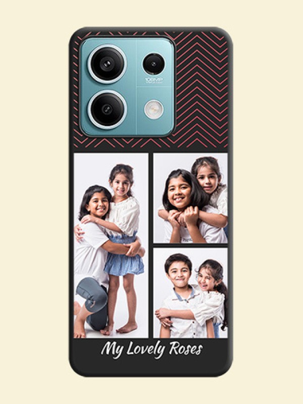 Wave Pattern with 3 Image Holder on Space Black Custom Soft Matte Back Cover - Poco X6 Neo 5G