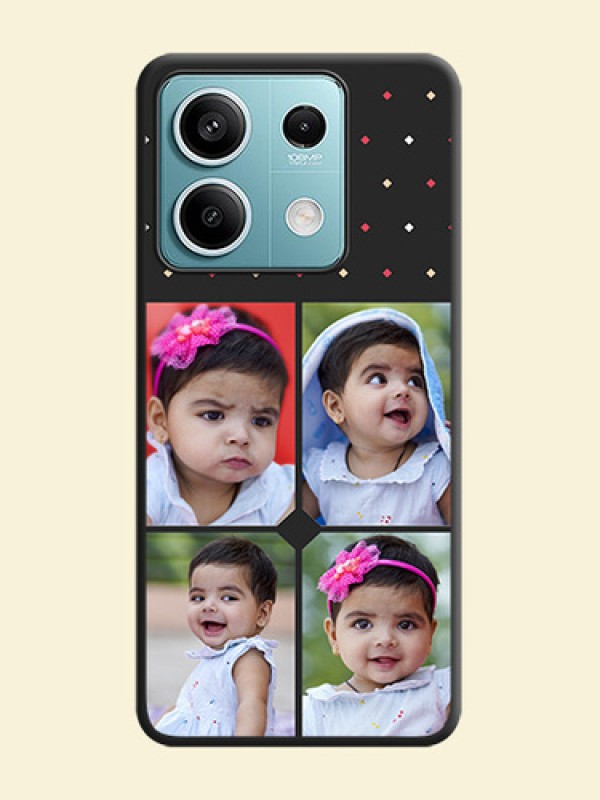 Multicolor Dotted Pattern with 4 Image Holder on Space Black Custom Soft Matte Phone Cases - Poco X6 Neo 5G