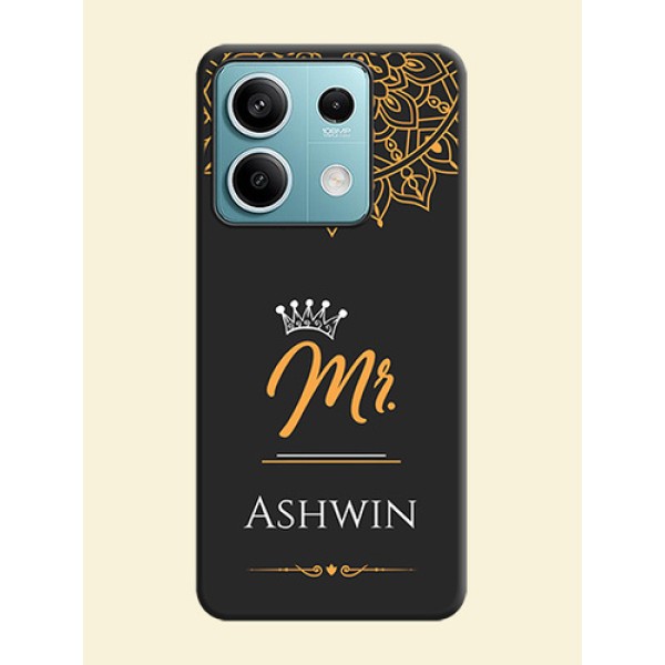 Mr Name with Floral Design on Personalised Space Black Soft Matte Cases - Poco X6 Neo 5G Mr Name with Floral Design on Personalised Space Black Soft Matte Cases - Poco X6 Neo 5G