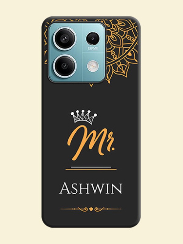 Mr Name with Floral Design on Personalised Space Black Soft Matte Cases - Poco X6 Neo 5G