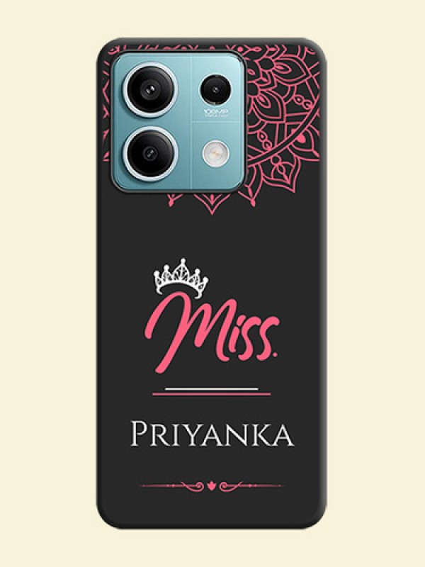 Mrs Name with Floral Design on Space Black Personalized Soft Matte Phone Covers - Poco X6 Neo 5G