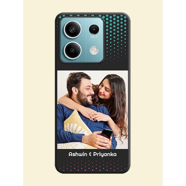 Faded Dots with Grunge Photo Frame and Text on Space Black Custom Soft Matte Phone Cases - Poco X6 Neo 5G Faded Dots with Grunge Photo Frame and Text on Space Black Custom Soft Matte Phone Cases - Poco X6 Neo 5G