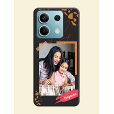 Orange Photo Frame on Space Black Custom Soft Matte Phone Back Cover - Poco X6 Neo 5G